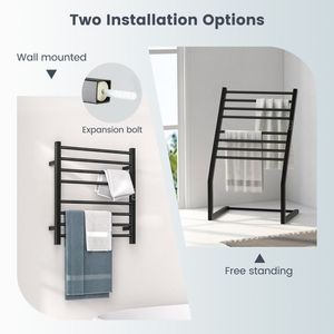 Calentador de toallas eléctrico de 8 barras con pantalla LED, de pie y montaje en pared - Product Image 3