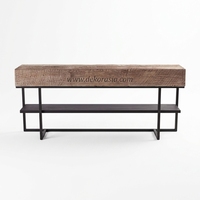 Table console pliable en teck vintage de Chicago avec rangement sur étagère, design classique de luxe pour villa et hôtel