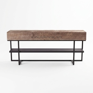 Chicago Vintage Teak Wooden <b>Table</b> With Rack Storage Elegant <b>Console</b> Side <b>Table</b> for Living Room Furniture - Product Image 2