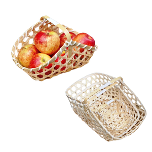 Panier cadeau artisanal en paille de bambou, durable, élégant et naturel, emballage écologique, panier de décoration rustique et de rangement pour cadeaux - Product Image 1