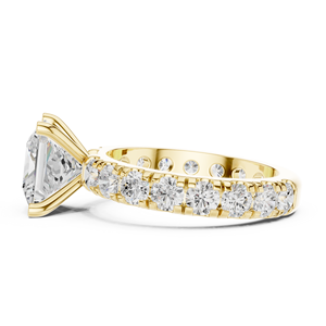 Anillo de compromiso y aniversario Aries Jewel Classic Pave Band con diamante de laboratorio de corte princesa de 3 CT E VS en oro macizo de 14K - Product Image 4