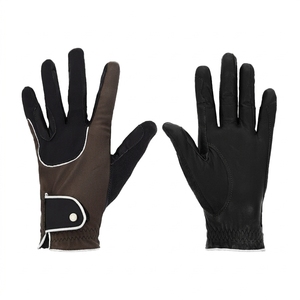 Gants de moto en cuir à doigts entiers, noirs et marron, antidérapants, avec fermeture à cordon, coupe-vent, unisexes, pour usage extérieur estival - Product Image 1