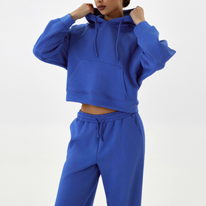 ชุดวอร์มออกกำลังกายผู้หญิงคุณภาพพรีเมียม พิมพ์โลโก้ตามสั่ง เสื้อครอปฮู้ดดี้ กางเกงจ็อกเกอร์ ชุดลำลอง 2 ชิ้น ระบายอากาศได้ดี ชุดกีฬา - Product Image 5