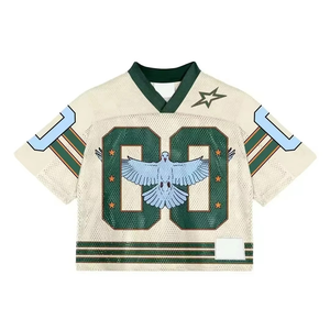 Camiseta de hombre de alta calidad, 100% algodón, con estampado de letras, estilo formal de verano, de corte holgado y cuadrado, de malla, personalizada, de primera calidad, al por mayor - Product Image 4