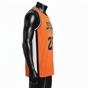 Camiseta de baloncesto premium para hombre de poliéster con paneles de malla GSM, logo de sarga y 100% algodón, corte holgado y estampado. - Product Image 3