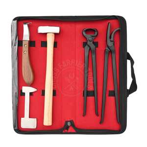 ชุดเครื่องมือดูแลกีบม้าพร้อมมีดตัดกีบ ค้อนตีกีบ ที่ขัดกีบ คีมตัดกีบสีดำ และที่หนีบกีบแบบจระเข้ - Product Image 1