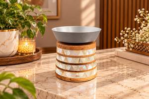 Elegante Quemador de Incienso Árabe Bakhoor Madkhan de Madera y Madreperla para Fragancia Tradicional y Decoración de Interiores de Primera Calidad - Product Image 5