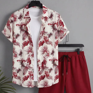 Beech Wear Men's Casual Summer Shirt 300 Grams Breathable Quick Dry Eco-Friendly Short Sleeve Floral Print Design 100% Satin - Product Image 3