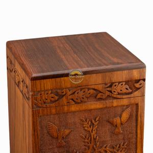 AYAANS Rosewood wooden Hand Carved Wooden Hot Selling cremation Urn Box for Adult Ashes Wholesale Cremation Urns (6X6X11)IN - Product Image 2