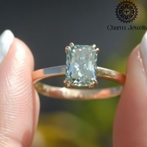 Bague de fiançailles Charm Jewells en moissanite taille coussin, plaqué or rose sur argent, sertie à griffes, certifiée IGI, style classique pour femme - Product Image 5