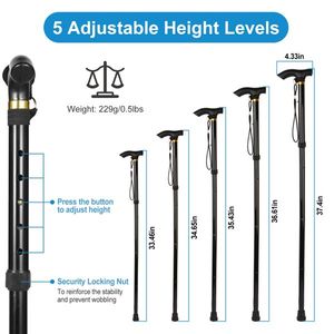 Nero da viaggio pieghevole bastone da Trekking regolabile pieghevole bastone da passeggio portatile ausilio per la mobilità per donne uomo escursionisti regalo - Product Image 4