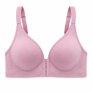 Sujetador sin costuras con cierre frontal para mujer, tirantes ajustables, cómodo para uso diario, lencería suave y elástica, OEM ODM, copa completa - Product Image 4
