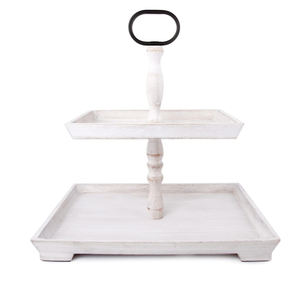 Plateau à plusieurs niveaux en bois rectangulaire noir Antique 2 étages plateau décor de ferme maison cuisine Table décor décor moderne café-bar - Product Image 4