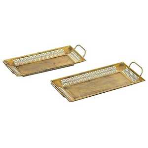 ถาดเสิร์ฟโลหะทนทานพร้อมพื้นผิวลายนูนและหูจับ เหมาะสำหรับการเสิร์ฟและการจัดแสดงในสไตล์โมเดิร์น - Product Image 2