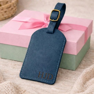 Genuine Leather Luggage <b>Tags</b> Personalized Travel Bag <b>Tags</b> Privacy Flap <b>Suitcase</b> Labels Custom Logo Bulk LMP-0268 - Product Image 3