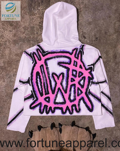 Sudadera con capucha personalizada de hip-hop con estrella rosa para hombre, de algodón puro, informal, unisex, según los requisitos del cliente. - Product Image 1