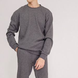 Ensemble de sweat-shirt décontracté pour homme, col rond, couleur unie, tricot en coton, vêtements d'automne, pantalon de jogging, 2 pièces - Product Image 3