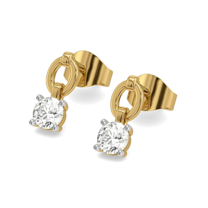 Classic Yellow Gold <b>Stud</b> <b>Earrings</b> With Round Brilliant Cut Diamond For Women Everyday Wear - Product Image 3