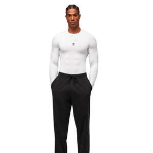 T-shirt à manches longues à compression en blanc pour homme, vêtements de sport, vêtements de sport et d'entraînement avec tissu extensible et respirant - Product Image 3