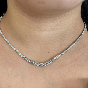 Luxury Rhodium Plated Moissanite Tennis Necklace Sparkling Round Cut <b>Choker</b> Elegant Bridal Jewelry Party Statement Gift Piece - Product Image 6