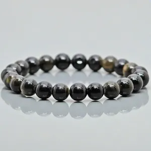 Natural Golden Sheen Obsidian 8mm Ball Shape Gemstone <b>Beads</b> Unisex Gift for Jewelry Making <b>Bracelet</b> Necklace DIY Craft Supplies - Product Image 3