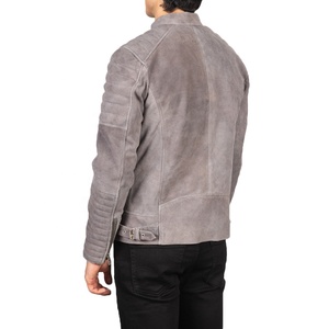 Professional Winter Manufacture Wholesale High Quality Customizable Grey <b>Suede</b> Biker <b>Jacket</b> Stand Collar Casual Motodbike <b>Jacket</b> - Product Image 4