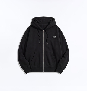 Sudadera con Capucha Unisex de Felpa de Algodón Grueso para Invierno, Diseño Personalizado con Bordado y Cuentas, Impresión Puff, Detalle de Bolsillo, Color Negro Liso - Product Image 5
