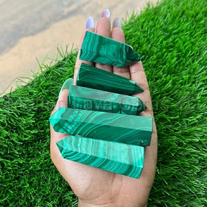 Punta de Cristal de Malaquita Natural, Varita Curativa de Malaquita Verde con Bandas, Puntero para Reiki, Meditación, Decoración Energética, Venta al por Mayor - Product Image 3