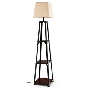 Modern Trapezoidal LED Floor <b>Lamp</b> <b>with</b> 3-Tier Storage <b>Shelf</b> for Living Room - Product Image 1