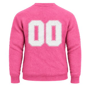 Custom Dark Red <b>Men</b> Fuzzy Knit <b>Sweater</b> Crew <b>Neck</b> Long Sleeve Soft Casual Winter Pullover Jumper with Custom Raised Chest Logo - Product Image 2