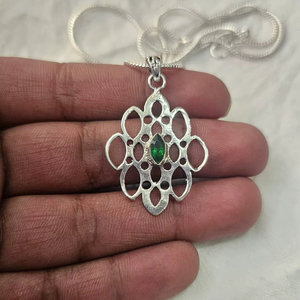 Marquise Cut German <b>Silver</b> Green Zircon Natural Green Women Engagement Jewelry For Women Necklace Handmade Gemstone jewelry - Product Image 4