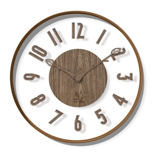 Grande horloge murale mécanique en bois, étanche, fonctionnant à piles AA, avec affichage de la température et de la date, pour la maison, le bureau et Diwali - Product Image 2