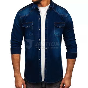 เสื้อเชิ้ตยีนส์สั่งตัดแบบใหม่ สีพื้น ผลิตในปากีสถาน สำหรับผู้ชาย คุณภาพสูง - Product Image 3