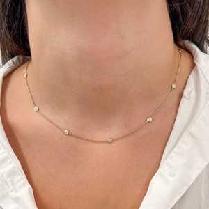 Lab Grown Diamond Christian Wedding <b>Statement</b> <b>Necklace</b> 14K 18K Solid Gold Bezel Setting Cable Chain 18 Inches Everyday Wear - Product Image 2