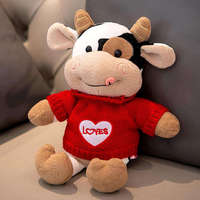 Peluche Vache Mignonne Ultra Douce, Mascotte de l'Année du Bœuf, Cadeau de Nouvel An et d'Anniversaire, Lavable, Anti-stress, Stock Fournisseur en Gros