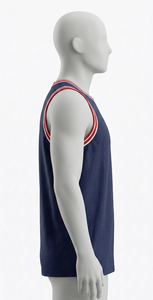 Débardeur en maille bleu marine pour homme, col rond, sans manches, respirant, vêtements de basketball, coupe classique, toutes saisons, 100% polyester - Product Image 3