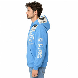 Sweat-shirt à capuche bleu clair pour homme, imprimé graphique, streetwear, 100% coton, automne, haute qualité, sur mesure - Product Image 4