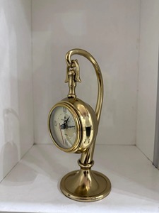 Traditional Brass <b>Desk</b> <b>Clock</b> Circular Design Quartz Movement Battery Operated Silent Non Ticking Hourly Chiming - Product Image 2