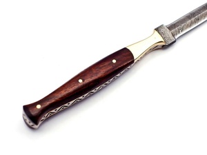 Sizzco Handmade Damascus Steel Fixed Blade Multi <b>Knife</b> Industrial Use Beautiful Hunting Camping Skinner Rose Wood Brass Clip - Product Image 2