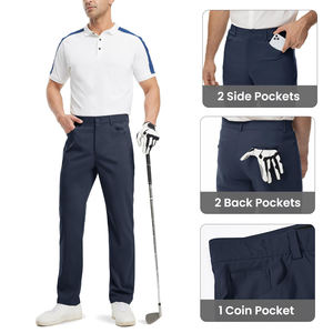 กางเกงกอล์ฟผู้ชายขายส่ง น้ำหนักเบา ขนาดสั่งทำได้ ดีไซน์ยอดนิยม เอวสูง มีกระเป๋าข้าง ผลิตจากโพลีเอสเตอร์ผสมสแปนเด็กซ์ - Product Image 3