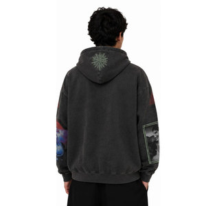 Sweat à capuche zippé oversize pour homme, style streetwear, imprimé, tricoté, mode automne, coupe classique, avec logo frontal - Product Image 5