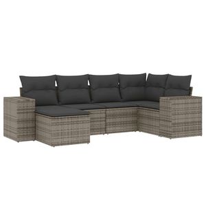 Grand ensemble de canapés de jardin modulaires en rotin PE gris, collection de meubles d'extérieur modulaires haut de gamme - Product Image 2