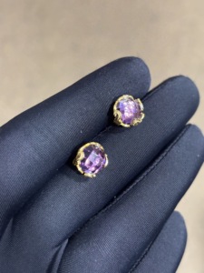 Natural Amethyst Bezel Setting Stud <b>Earrings</b> in Sterling Silver <b>Handmade</b> Round Luxury Jewelry for Women Gift Wholesale - Product Image 6