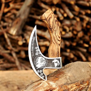 Hache à pizza Viking en acier inoxydable forgé à la main avec manche en bois, taille et logo personnalisables, coupe-pizza, vente chaude - Product Image 1