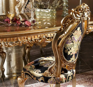 ชุดโต๊ะรับประทานอาหารไม้สักแท้แกะสลักสไตล์ยุโรปคลาสสิกสีทองหรูหราสำหรับใช้ในโรงแรม ผลิตในอินโดนีเซีย - Product Image 2