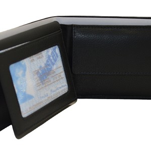 Men's Genuine Leather Slim Bifold <b>Wallet</b> with <b>RFID</b> Protection Card Holder Fold Closure Minimalist Style Black - Product Image 2