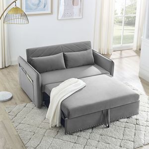 Divano Letto 3-in-1 in Morbido Velluto Regolabile con Porta USB, 2 Cuscini Lombari e Tasca Laterale, Divano Letto 2-in-1 - Product Image 1