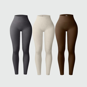 Leggings Deportivos de Yoga para Mujer, de Cintura Alta, Efecto Levanta Glúteos, Largos, Acanalados, Sin Costuras, para Correr, Fitness y Deportes - Product Image 3