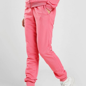 Women's Pink Hooded <b>Tracksuit</b> Full Zip Side Pockets Casual Autumn Wear Breathable Spandex Polyester Material - Product Image 4