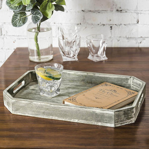 <strong>Pine</strong> Wooden Octagonal Serving Tray Decorative <strong>Pattern</strong> with Handles Superior Quality Hotel Restaurant Supply Use Custom Possible - Product Image 5